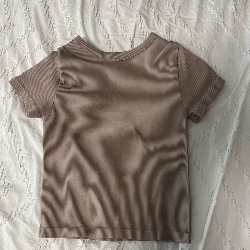 Tan Ribbed T-